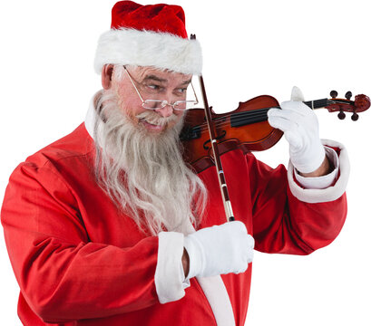 Smiling Santa Claus playing violin