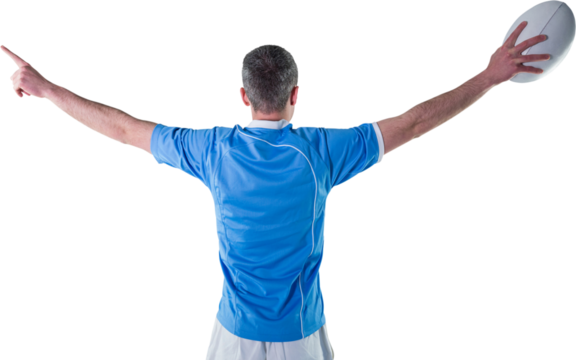 Rugby player about to throw a rugby ball