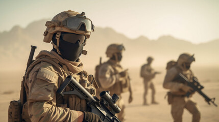 Fototapeta premium Defenders of Freedom: US Army Soldiers in the Desert