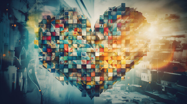 Abstract modern love collage. Generative AI