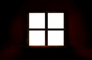 Silhouette of window against black
