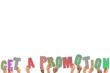 Multi colored words held by hands 