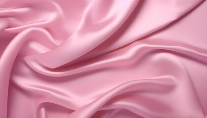 Fototapeta premium realistic wavy abstract background, delicate and elegant pink silk cloth, generative ai