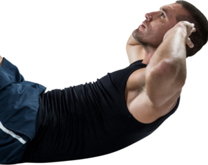 Confident athlete doing crunches