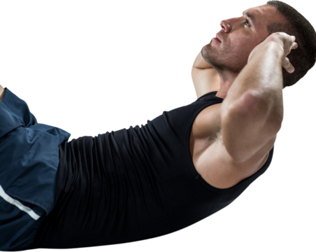 Confident athlete doing crunches