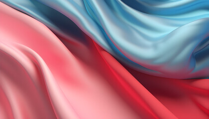 realistic wavy abstract background, delicate and elegant red and blue silk cloth, generative ai
