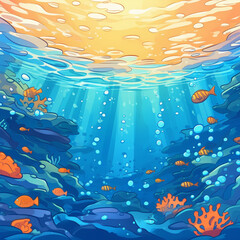 underwater world background, fishes Ai