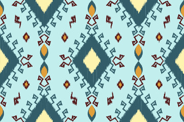 Ikat Aztec motif geometric ethnic seamless pattern. African, Native American, Mexican, Indian style. Design for textile, carpet, clothing, fabric, home decor, accessories, throw pillows.