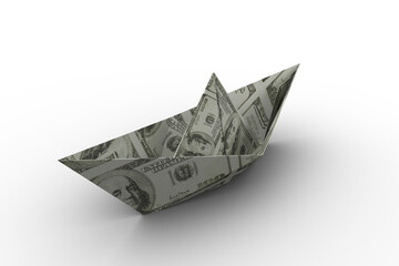 Paper boat made from dollar