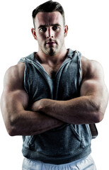 Handsome bodybuilder with arms crossed