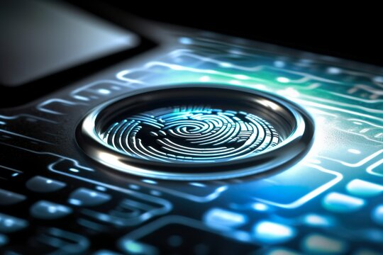 A digital fingerprint or encryption key, representing the unique digital identity of a person or system and the importance of securing it made with Generative AI