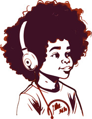 black kid with headphones and afro hair