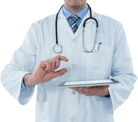 Male doctor using digital tablet