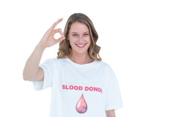 Blood donor showing okay sign 