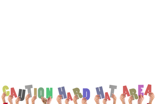 Cropped hands holding colorful words 