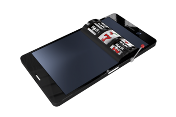 3D image of mobile phone with slot machine