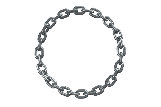 3d image of silver metallic circular chain