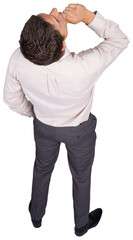 Thinking businessman touching his chin
