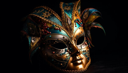 Ornate mask enhances mystery, beauty of celebration generated by AI