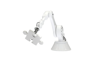 Composite image of machine holding jigsaw puzzle