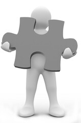 White character holding jigsaw piece