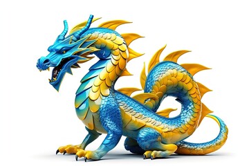 Fototapeta premium Realistic dragon digital art 3d render on isolated background