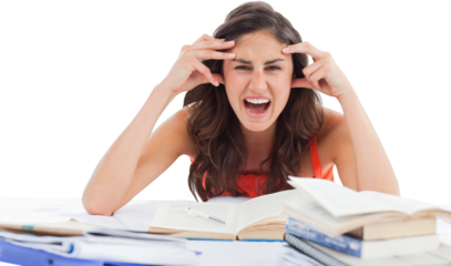 Student goes crazy doing her homework