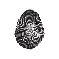 Fingerprint Icon, Finger Print Identity Symbol, Grunge Thumbprint Sign, Fingerprint, ID Vector Illustration