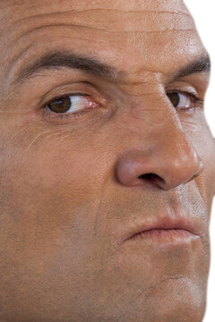 Close-up portrait of serious mature man