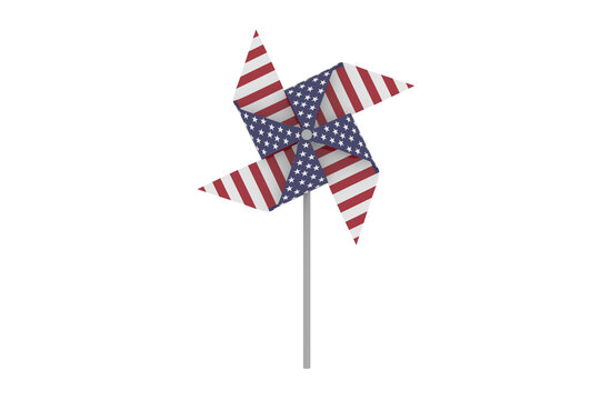 3D image of pinwheel toy with American flag pattern