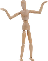 3d image of carefree wooden figurine standing with arms outstretched 