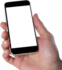 Rolgordijnen Close-up of hand holding mobile © vectorfusionart