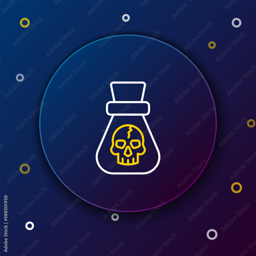 Sticker line pirate coin icon isolated on blue background. colorful outline concept. vector