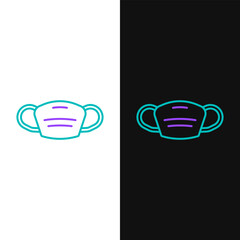 Line Medical protective mask icon isolated on white and black background. Colorful outline concept. Vector