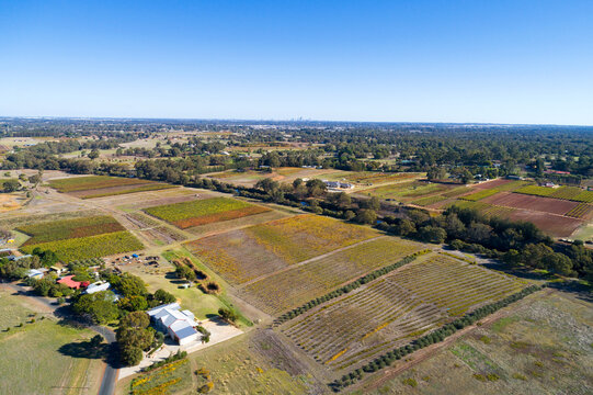 aerial view of the rural region from Perth City, Swan Valley, Perth, Western Australia, Australia, Ozeanien