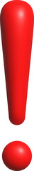 3d red exclamation icon. PNG 