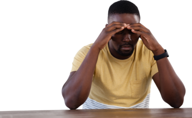Worried man at table