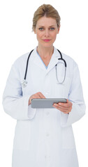 Fototapeta premium Blonde doctor using tablet pc