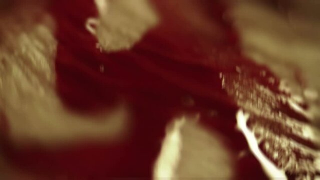 Blood on human skin macro shot  glitch effect