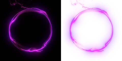 Abstract purple ring of light with plasma effect on a black and transparent PNG background, isolated image, easy to edit and can be used for various purposes.