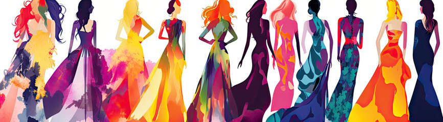 Obraz na płótnie Canvas colorful high fashion illustration generative AI Art