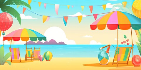 Fototapeta na wymiar Colorful summer party celebration background , generative AI Art
