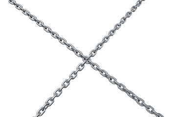 3d image of silver chains in cross shape