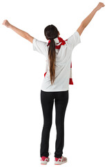 Excited asian football fan cheering