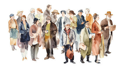 Fototapeta premium People of different professions, watercolor, generative ai