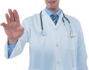 Doctor touching an digital screen 