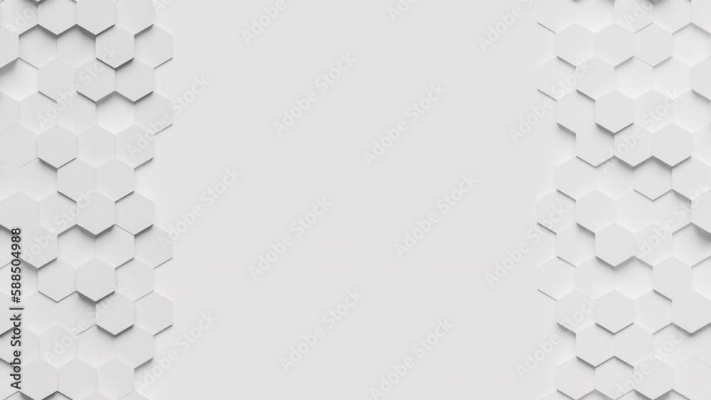 Aufkleber abstract geometric background moving down. white surface with hexagonal shapes showing both sides. 3