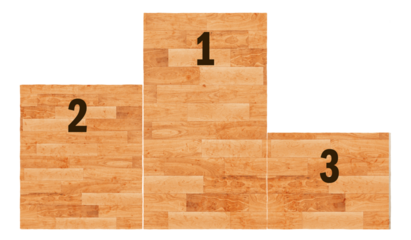 Graphic image of winners podium with number