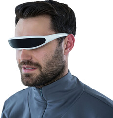 Fototapeta premium Man using modern virtual reality glasses