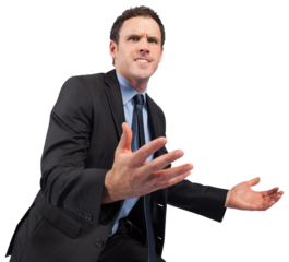 Businessman posing with arms out